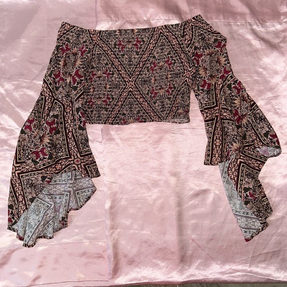 American Rag Pink Floral Off the Shoulder Top